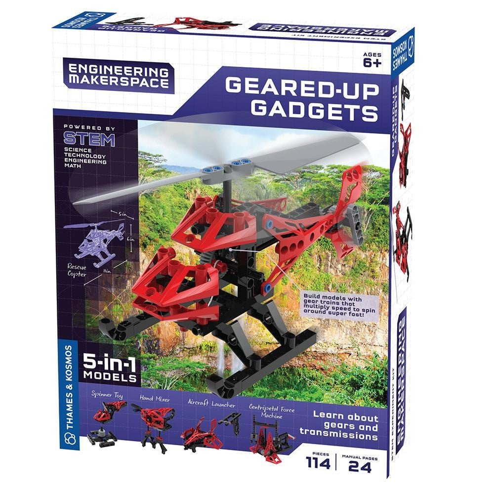 Thames & Kosmos 555060 Geared-Up Gadgets 5-in-1 Model STEM Experiment Kit