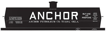 Tichy Trains 10080 HO Scale Railroad Decal Set -- Anchor ANPX 10,000-Gallon LPG Tank Car (white Car)