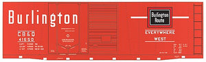 Tichy Trains 10094O O Scale Railroad Decal Set -- Chicago, Burlington & Quincy 40' Double-Door Boxcar (Chinese Red Car)