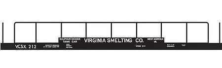 Tichy Trains 10102 HO Scale Railroad Decal Set -- Virginia Smelting VCSX Sulphur Dioxide Tank Flatcar
