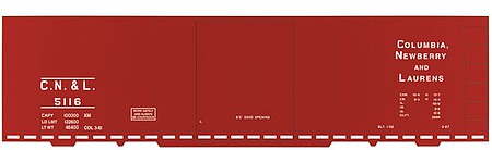 Tichy Trains 10105 HO Scale Railroad Decal Set -- Columbia, Newberry & Laurens 40' Steel Boxcar