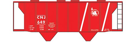 Tichy Trains 10113 HO Scale Railroad Decal Set -- Central Railroad of New Jersey Aragonite-Service Covered Hopper (Red Scheme)