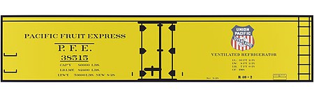 Tichy Trains 10163 HO Scale Railroad Decal Set -- Pacific Fruit Express R-40-2 40' Wood Reefer (UP Overland Logo)