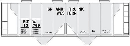 Tichy Trains 10218 HO Scale Railroad Decal Set -- Grand Trunk Western 2-Bay Covered Hopper (gray Car, Cement Car)