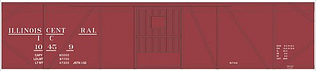 Tichy Trains 10224 HO Scale Railroad Decal Set -- Illinois Central 50' Single-Door Single-Sheathed Boxcar (Boxcar Red, No Logo