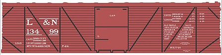 Tichy Trains 10242 HO Scale Railroad Decal Set -- Louisville & Nashville 40' Single-Sheathed Wood Boxcar (Boxcar Red, No Logo)