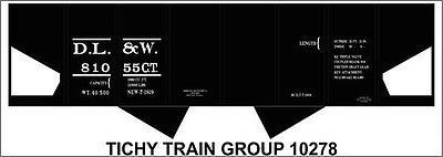 Tichy Trains 10278 HO Scale Railroad Decal Set -- Delaware, Lackawanna & Western USRA 2-Bay Hopper (black car)