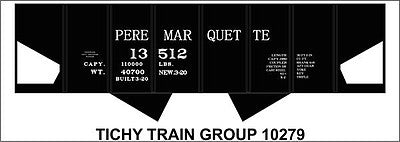 Tichy Trains 10279 HO Scale Railroad Decal Set -- Pere Marquette USRA 2-Bay Hopper (black car)