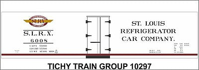 Tichy Trains 10297 HO Scale Railroad Decal Set -- St. Louis Refrigerator Car Co. SLRX 40' Wood Reefer (white car)