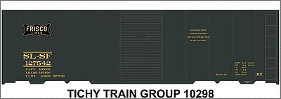 Tichy Trains 10298N N Scale Railroad Decal Set -- St. Louis-San Francisco 40' Steel Boxcar (Pullman Green, Frisco Logo)