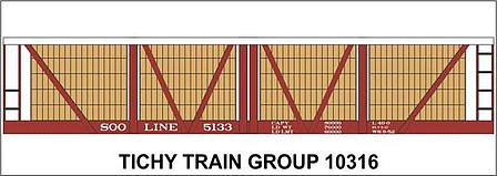 Tichy Trains 10316 HO Scale Railroad Decal Set -- Soo Line 1921 4-Vat Wood Pickle Car