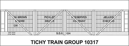 Tichy Trains 10317 HO Scale Railroad Decal Set -- M. A. Brown 1920 4-Vat Wood Pickle Car