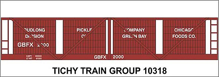 Tichy Trains 10318 HO Scale Railroad Decal Set -- Budlong Pickle Co. 1922 4-Vat Wood Pickle Car