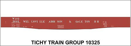 Tichy Trains 10325N N Scale Railroad Decal Set -- Wellsville, Addison & Galeton 52' Steel Gondola with Fishbelly Sill