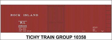 Tichy Trains 10358N N Scale Railroad Decal Set -- Rock Island 40' Steel Boxcar (Boxcar Red Car)