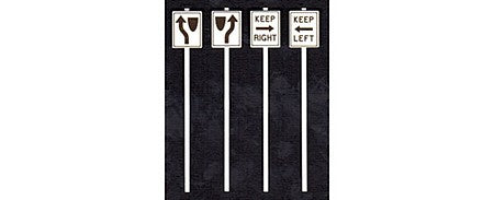 Tichy Trains 3546 S Scale Keep Left & Right Signs -- 2 Each Left & Right, 2 Different Styles
