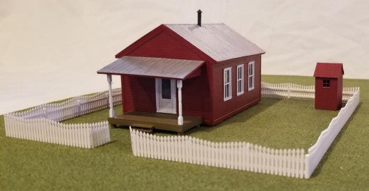 Tichy Trains 7021 HO One-Room Schoolhouse w/Outhouse & Picket Fence Kit