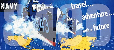 Tichy Trains 8400 HO Scale Navy Billboard - Kit -- Ship Graphics, "Travel... Adventure... with a Future" Slogan