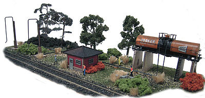 The N Scale Architect 10031 N Scale Diesel Fueling Depot - Trackside Series -- Laser-Cut Wood Kit - As-Shown: 10-1/2 x 3" 26.7 x 7.6cm