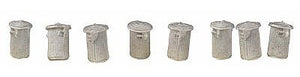The N Scale Architect 20049 HO Scale Trash Cans and Lids pkg(8)