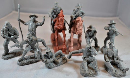 Toy Soldiers of San Diego TSSD 12 1/32 Civil War Confederate Artillery Cavalry w/Wounded Figure Playset (10 w/2 Horses)