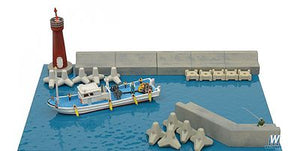 TomyTec 263081 N Scale Dockside Details -- Kit - Includes Breakwater Wall, Pylons, Lighthouse