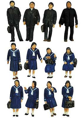 TomyTec 266068 N Scale Japanese Students in Winter Uniforms -- pkg(12)