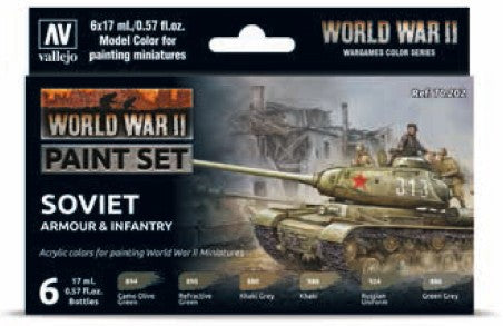 Vallejo 70202 17ml Bottle WWII Wargames Soviet Armour & Infantry Model Color Paint Set (6 Colors)