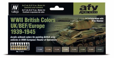 Vallejo 71614 17ml Bottle AFV WWII British UK/BEF/Europe 1939-1945 Model Air Paint Set (8 Colors) 