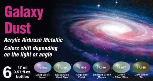 Vallejo 77092 17ml Bottle Galaxy Dust Metallic Color Shift Paint Set (6 Colors)