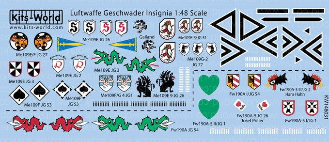 Warbird Decals 148031 1/48 Luftwaffe Geschwader Insignia (17 Designs)