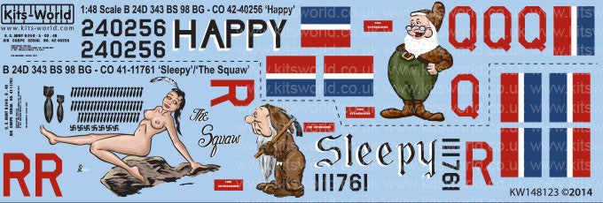 Warbird Decals 148123 1/48 B24D Happy, Sleepy, The Squaw