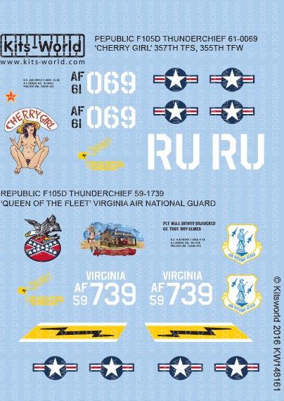Warbird Decals 148161 1/48 F105D Cherry Girl 357th/355th, Queen of the Fleet 149th/192nd Virginia Air National Guard