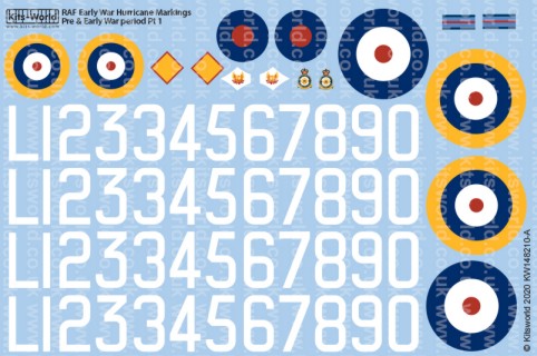 Warbird Decals 148210 1/48 Pre-Early WWII Serial & Cocarde Hurricane RAF Markings 1938-1940 (3 Sheets)