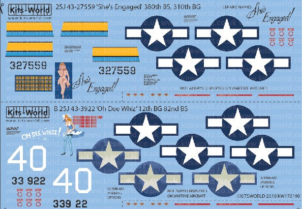 Warbird Decals 172199 1/72 B25J She's Engaged, Oh Dee Whiz