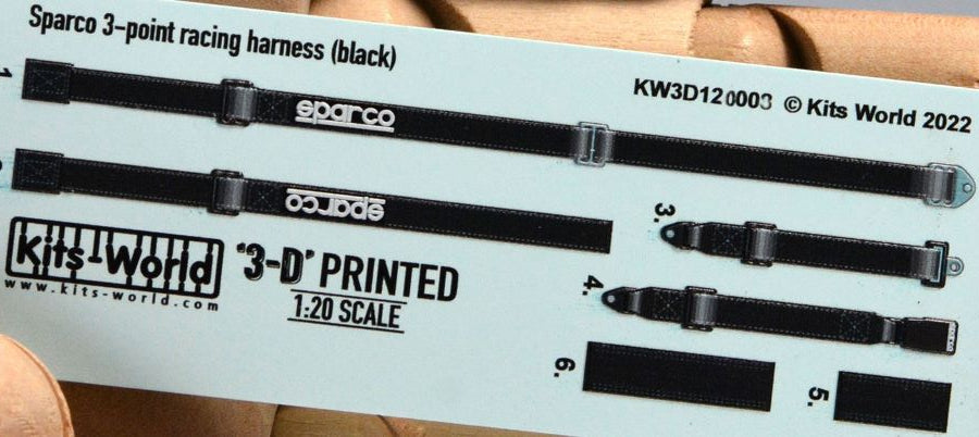 Warbird Decals 3120003 1/20 3D Color Sparco Racing Seatbelts/Harness Black