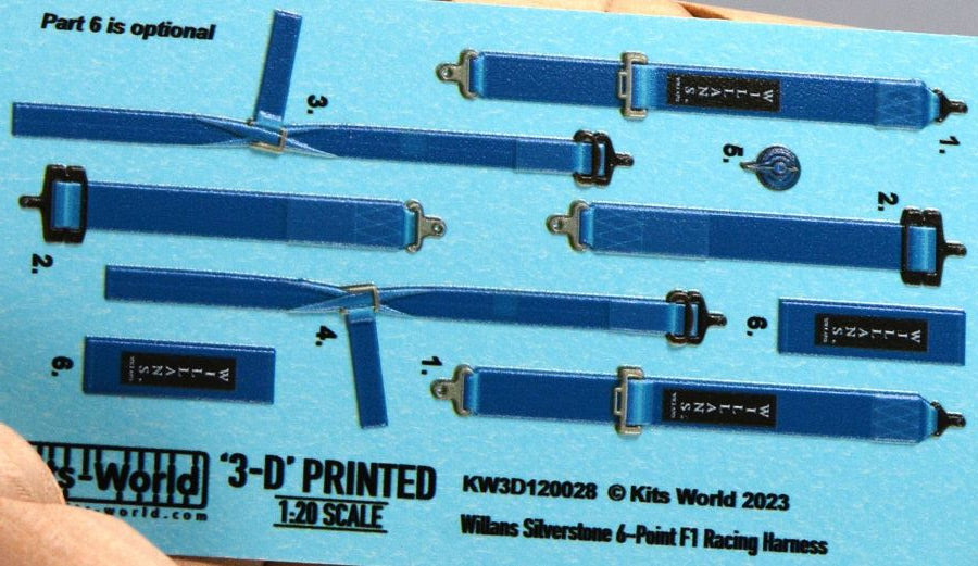 Warbird Decals 3120028 1/20 3D Color Williams Silverstone F1 6-Point Racing Seatbelts/Harness Blue