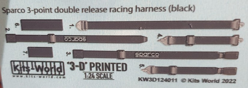 Warbird Decals 3124011 1/24 3D Color Sparco 3-Point Double Release Racing Seatbelts/Harness Black
