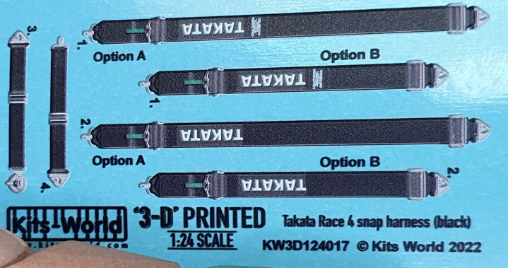 Warbird Decals 3124017 1/24 3D Color Takara 4-Snap Racing Seatbelts/Harness Black