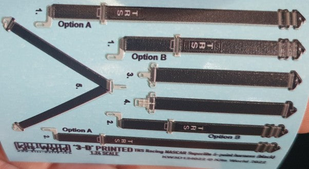 Warbird Decals 3124022 1/24 3D Color TRS Nascar Superlite 6-Point Racing Seatbelts/Harness Black