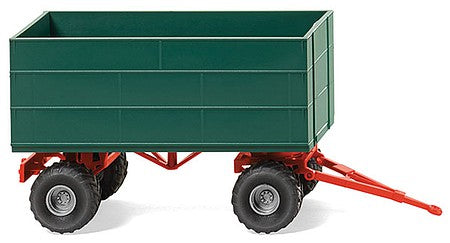 Wiking 38838 HO Scale High-Side Agricultural Trailer - Assembled -- Green, Red