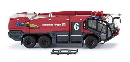 Wiking 62648 HO Scale Rosenbauer FLF Panther 6x6 Fire Truck - Assembed -- Dortmund, Germany, Airport (red, black, blue, German Lettering)