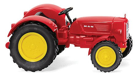 Wiking 88403 HO Scale 1961-1962 MAN 4R3 Farm Tractor - Assembled -- Red, Yellow