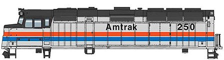 Walthers Mainline 910-19463 HO Scale EMD F40PH - ESU Sound and DCC -- Amtrak(R) #250 (Phase II, silver, red, white, blue, black)