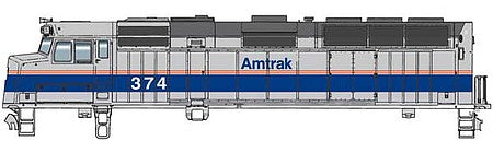 Walthers Mainline 910-19467 HO Scale EMD F40PH - ESU Sound and DCC -- Amtrak(R) #374 (Phase IV, silver, wide blue, thin red, white stripes)