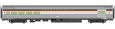 Walthers Mainline 30056 HO Scale 85' Budd Baggage-Lounge - Ready to Run -- Pennsylvania Railroad (silver, Tuscan)