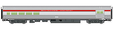 Walthers Mainline 30057 HO Scale 85' Budd Baggage-Lounge - Ready to Run -- Southern Pacific (silver, red)