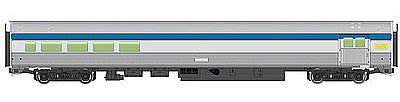 Walthers Mainline 30059 HO Scale 85' Budd Baggage-Lounge - Ready to Run -- Via Rail Canada (silver, blue, yellow)