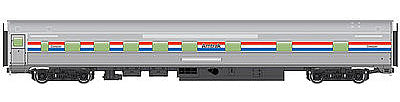 Walthers Mainline 30101 HO Scale 85' Budd 10-6 Sleeper - Ready to Run -- Amtrak (Phase III; silver, Equal red, white, blue Stripes)
