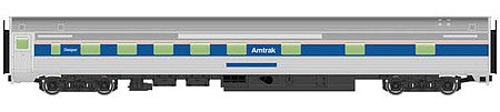 Walthers Mainline 30112 HO Scale 85' Budd 10-6 Sleeper - Ready to Run -- Amtrak(R) (Phase IV; silver, Wide Blue, Thin Red & White Stripes)